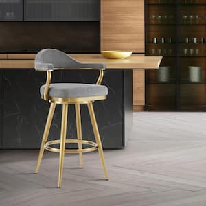 Justin 26 in. Anchor Gray Metal Counter Stool with Fabric Seat