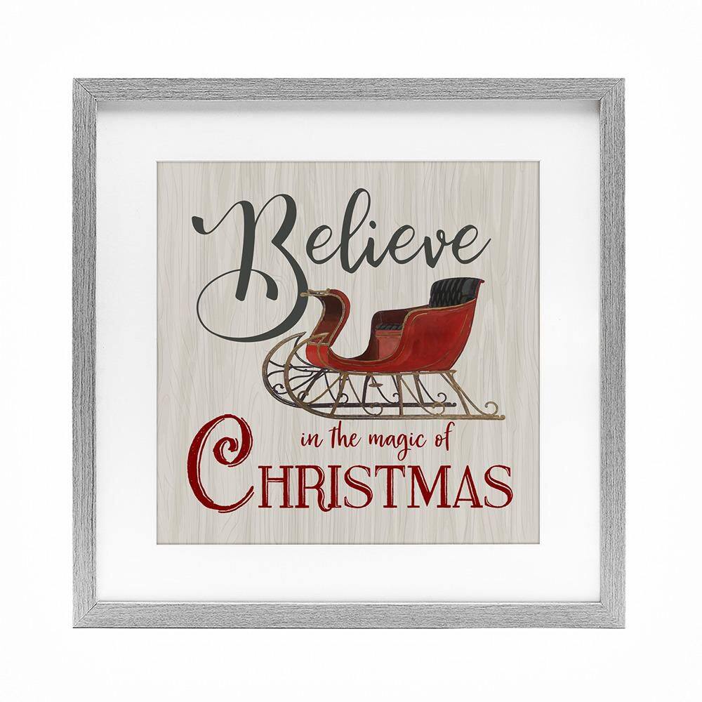 Believe Magic Of Christmas by Charity Henderson 1-Piece Gray Framed Graphic Typography Art Print 16 in. x 16 in. price history on PriceWatchPro