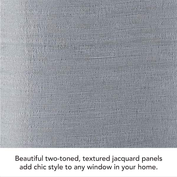 Creative Home Ideas Tobie Light Grey Jacquard Polyester 38 in. W x 108 in.  L Back Tab Blackout Curtain (2-Panels with 2-Tiebacks) YMC016472 - The Home  Depot