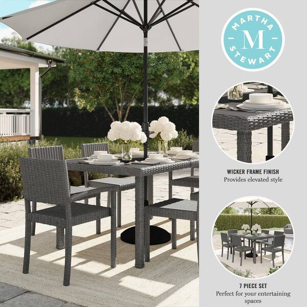 home depot martha stewart patio umbrella Kids' Outdoor – Guidecraft Refresh your patio space with the chic style and cozy comfort of this MARTHA STEWART Bedford Patio Dining Set 7.5 ft. Black Aluminum Market