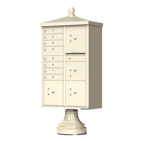 Florence 1570 Series 8-Mailboxes, 1-Outgoing, 4-Parcel Lockers, Vital Cluster Box Unit with Vogue Traditional Accessories