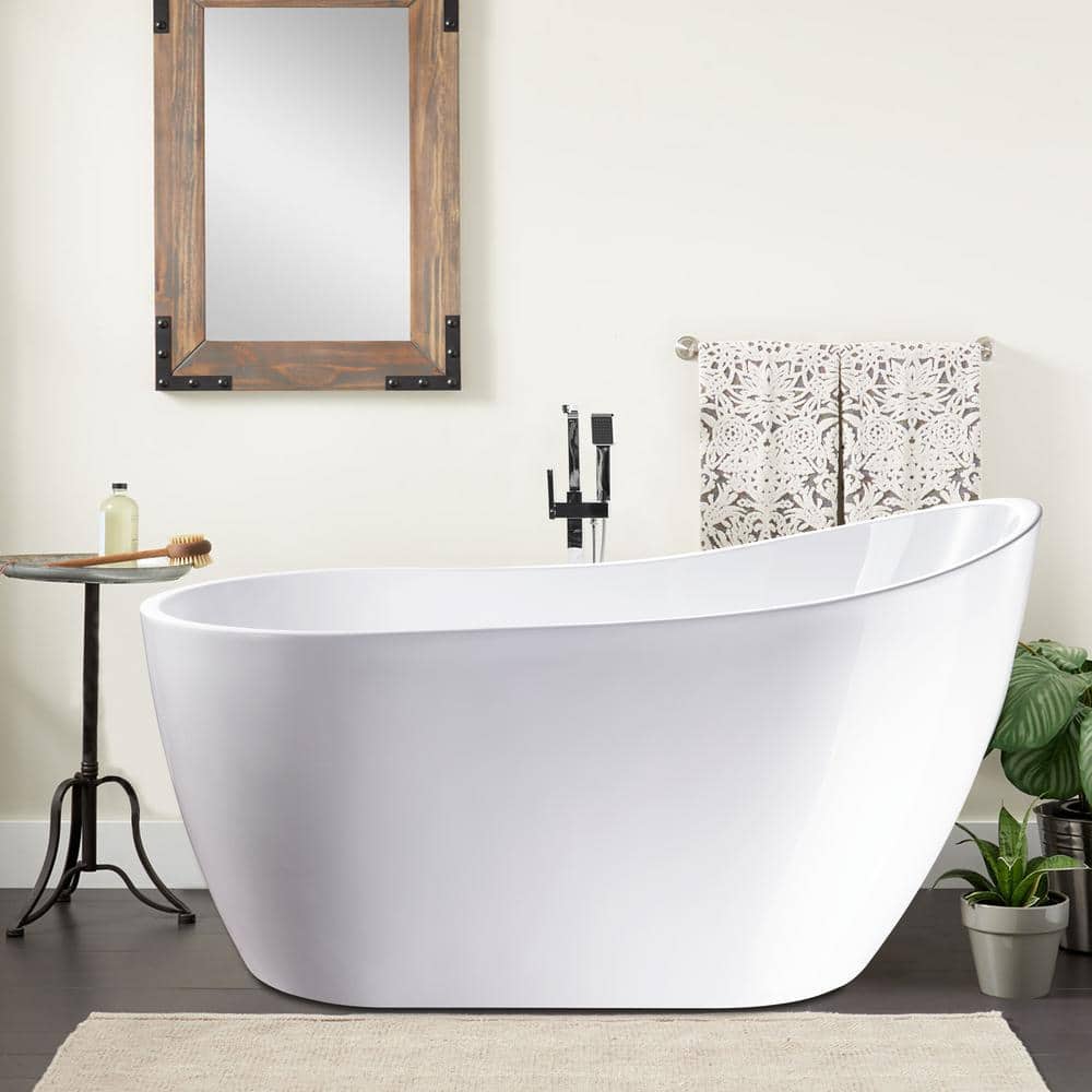 Pure White 54" x 28" Freestanding Acrylic Soaking Bathtub
