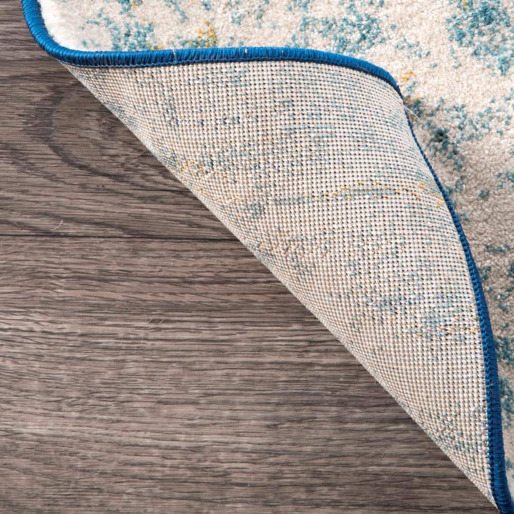 Elysian Blue Abstract Easy-Care Rectangular Rug, 2'x3'