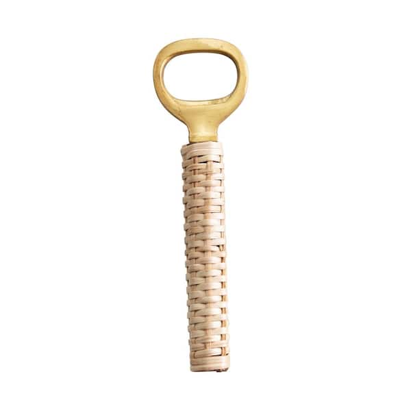 Brass Bottle Opener with Bamboo Wrapped Handle