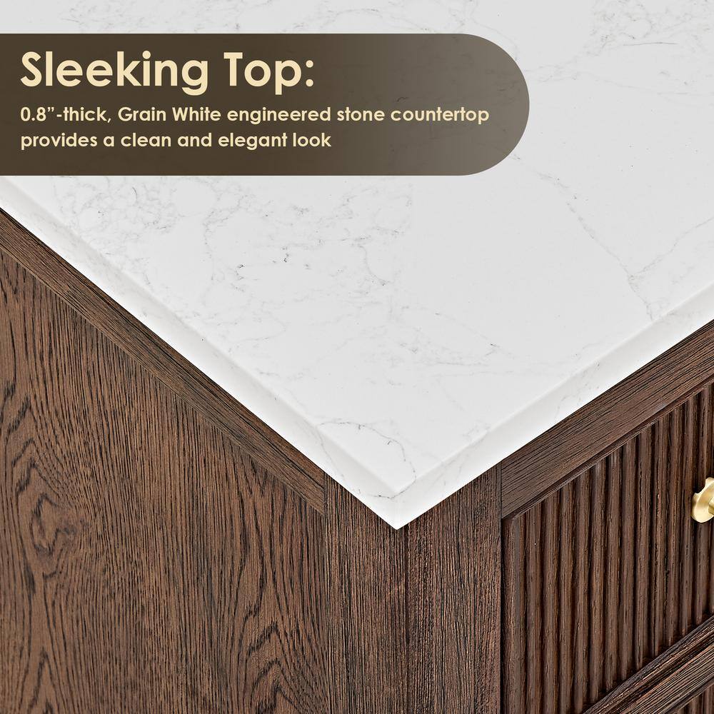 Cerrito 36" Brown Brushed Oak Vanity with White Stone Top