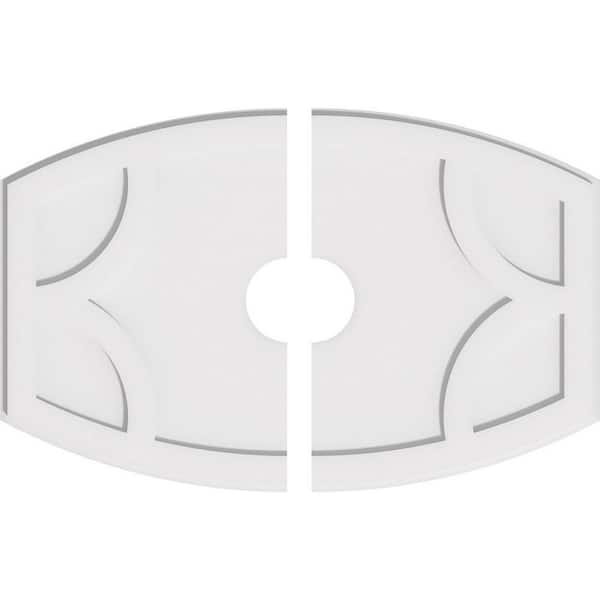 Ekena Millwork 34 in. W x 22-5/8 in. H x 5 in. ID x 1 in. P Kailey Architectural Grade PVC Contemporary Ceiling Medallion (2-Piece)
