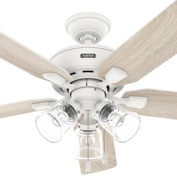 Hunter Rosner 52 In Indoor Matte White Ceiling Fan With Light Kit Included 52344 The