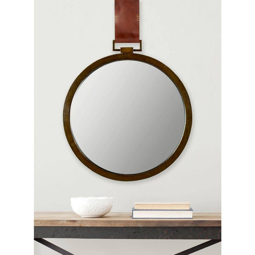 Contemporary Full Length Brown Wood Rectangular Mirror