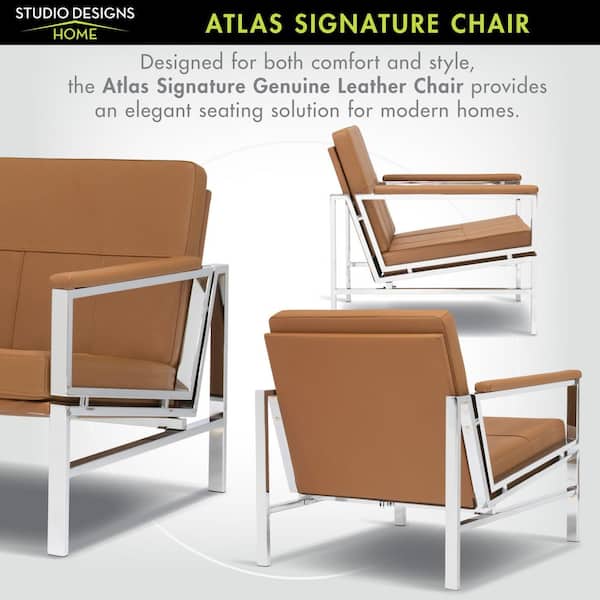 Studio Designs Home Atlas Signature Caramel/Chrome Genuine Leather