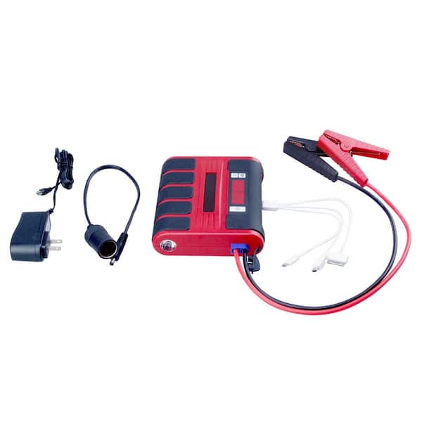 BRIDGELAND Portable Multi-Function Jump Starter and Power Bank, Car Charger Emergency Battery Booster in Red/Black