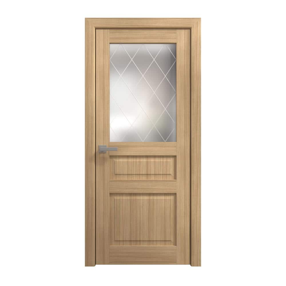 42 in. x 80 in. Frosted Glass Painted White Oak Color Solid Wood Swing Door With Hardware price history on PriceWatchPro