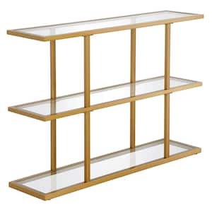 Yeardley 42 in. Brass Finish Rectangle Glass Console Table