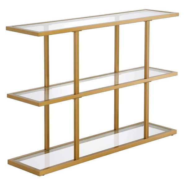 Meyer&Cross Yeardley 42 in. Brass Finish Rectangle Glass Console Table
