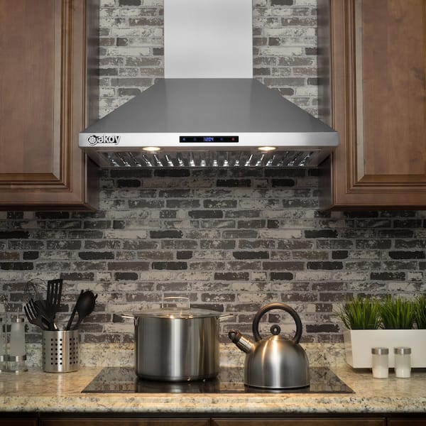 Golden Vantage 30 in. 217 CFM Convertible Kitchen Wall Mount Range Hood in  Stainless Steel with Push Control, LEDs and Carbon Filters RH0472 - The  Home Depot