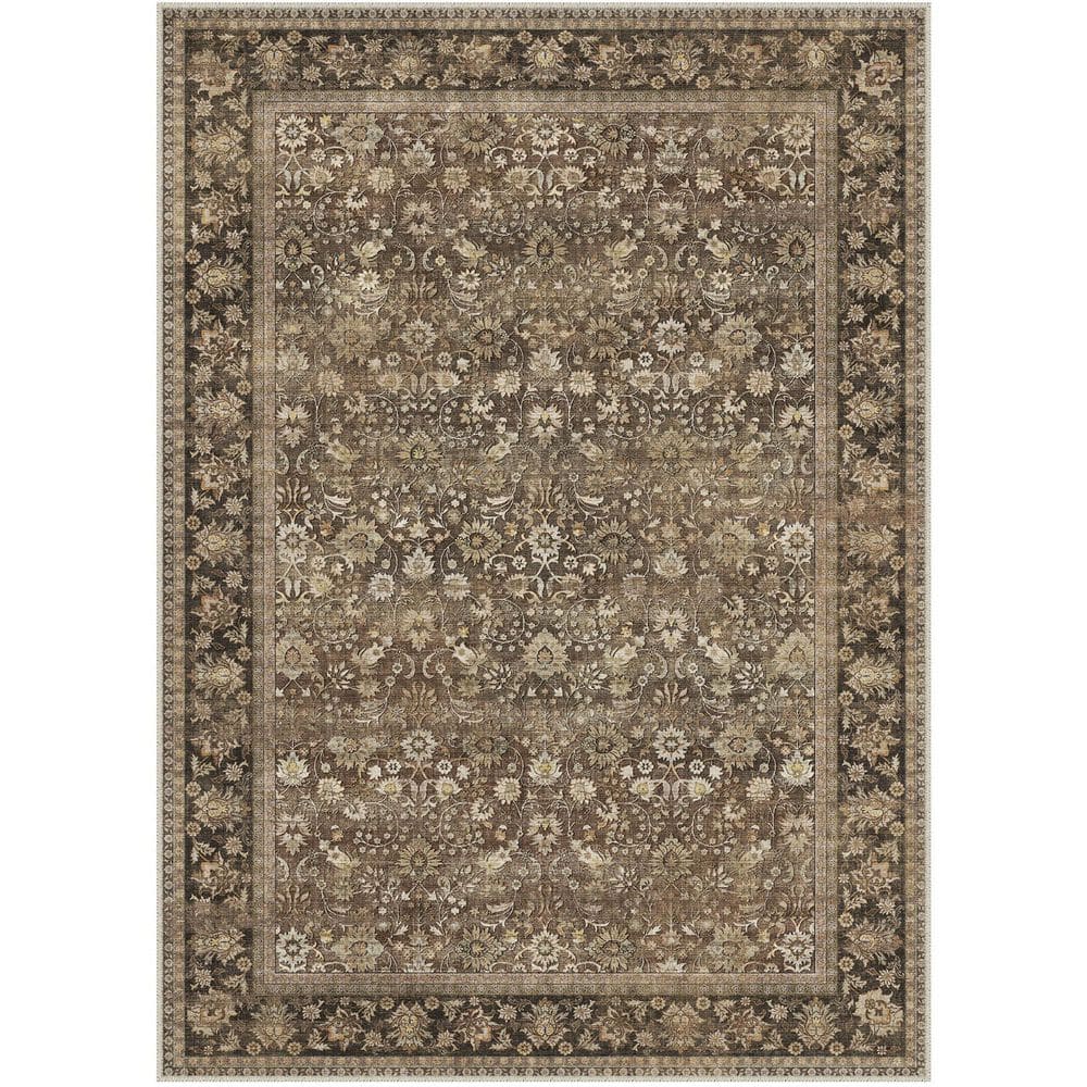 HaiiMeid Thorn Garden Brown 8 ft. x 10 ft. Distressed