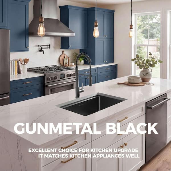 Glacier Bay 27 in. Undermount Single Bowl 18 Gauge Gunmetal Black