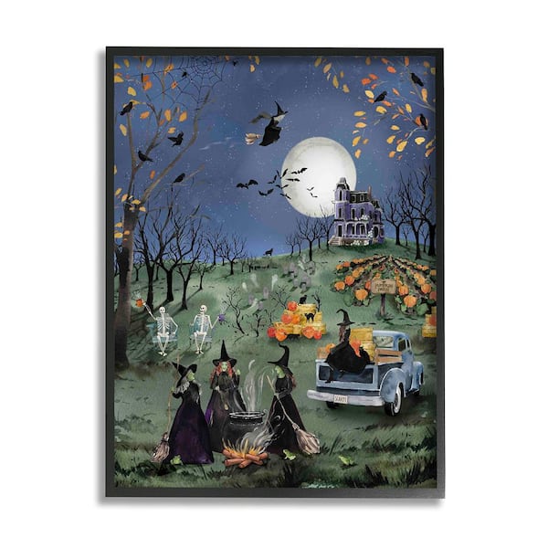 Stupell Industries Autumnal Witches Scene by Heatherlee Chan 1 Piece Framed Graphic Print Nature Poster Art Print 14 in. x 11 in.