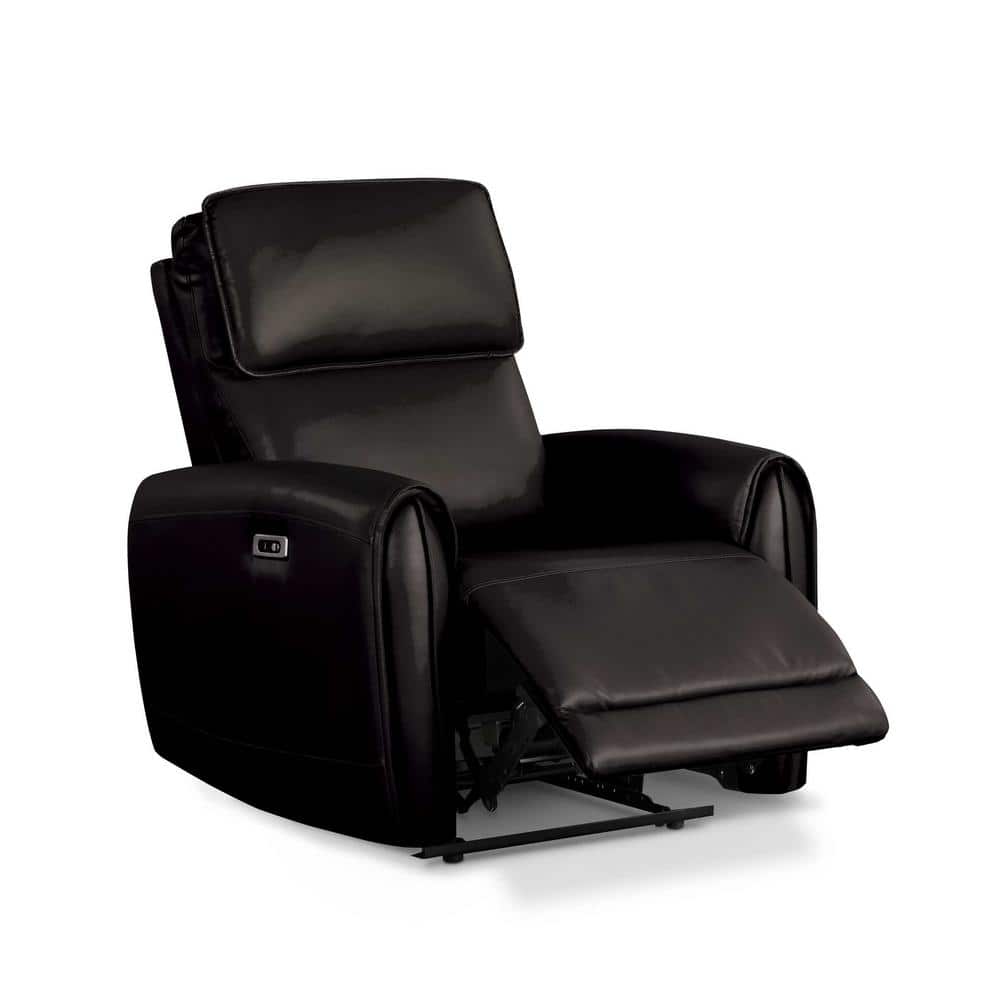 Black Faux Leather Power Recliner with USB Ports