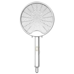 Round Folding Electric Fly Swatter Usb Rechargeable W/Purple Light Trap Insect Exterminator Anti-Mosquito Device White