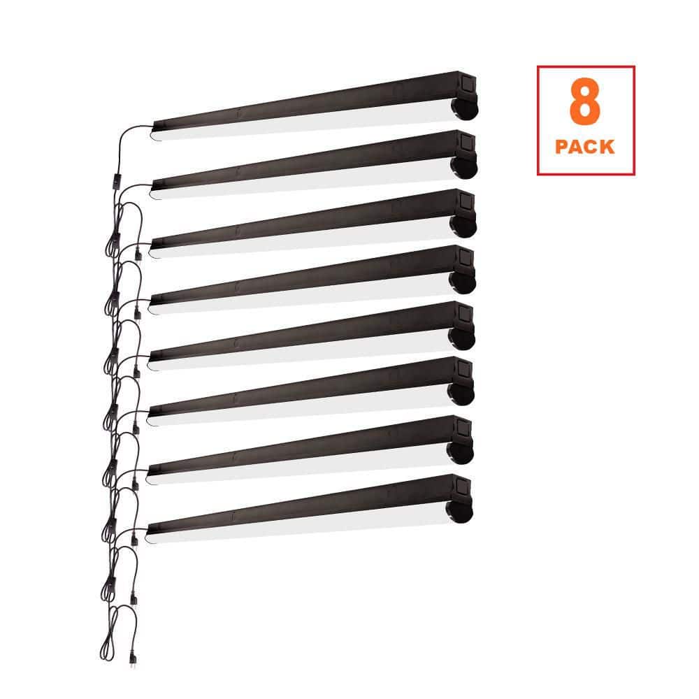 Commercial Electric 8-Pack 4 ft. Garage LED Linkable Matte Black