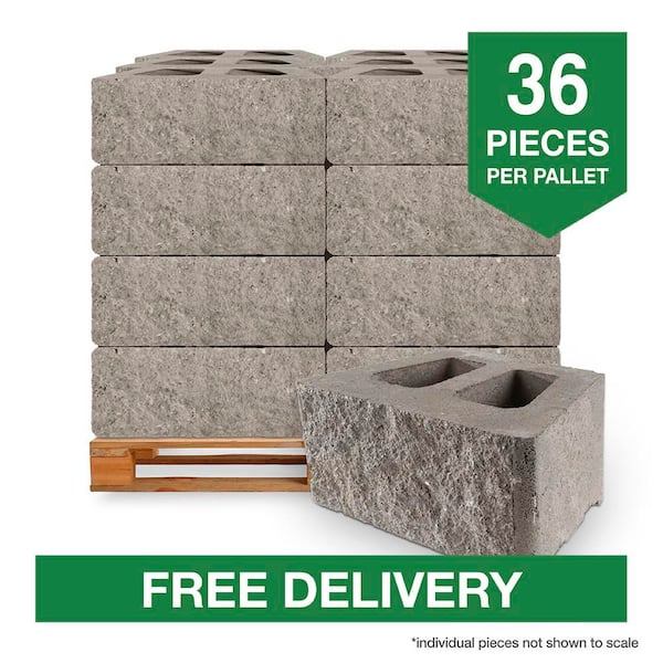 Regal Stone Pro 18 in. W x 12 in. L x 8 in. H Rock Face Pewter Blend Concrete Wall Block (36-Pieces/36 Face Ft/Plt)