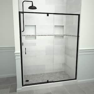 Swing 5100 72 in. W x 72 in. H Framed Pivot Shower Door in Matte Black with Handle and Clear Glass