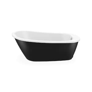 Sax Acryl 60 in. x 32 in. Freestanding Soaking End Drain Bathtub in White with Black Skirt