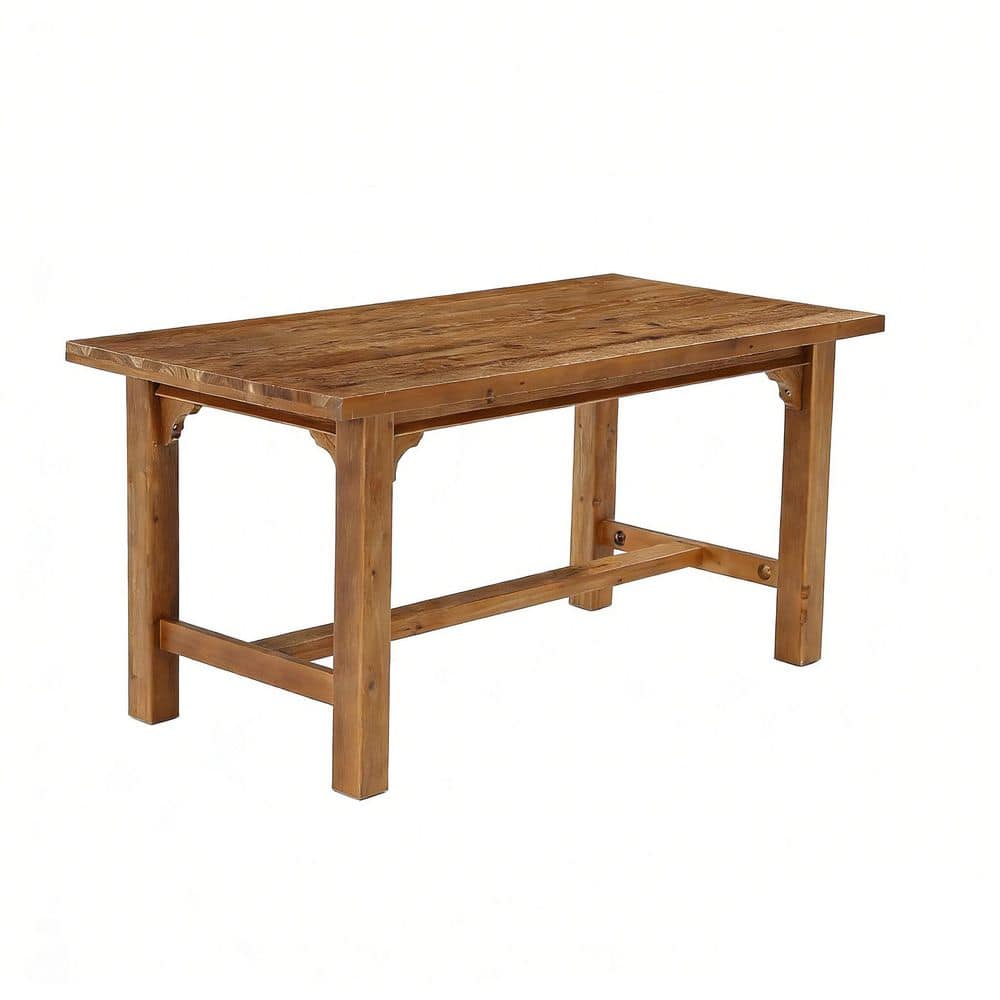 62.99 in. L x 31.5 in. W Rectangular Brown Solid Wood Computer Desk, Farmhouse Study Writing Desk