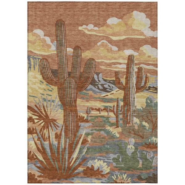 Chantille Machine Washable Indoor/Outdoor Abstract ACN2496 Paprika 3 ft. x 5 ft. Area Rug