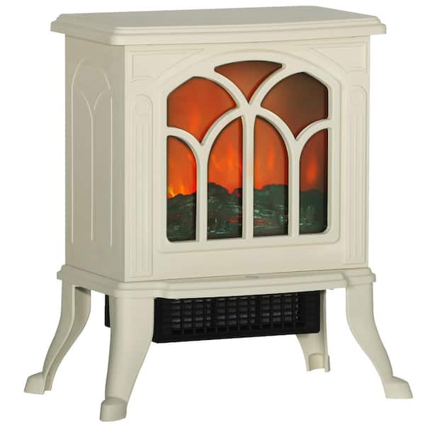 14.75 in. Freestanding Living Room Electric Fireplace Stove Heater, 750W/1500W, Beige