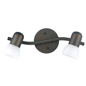 Jasper 15 in. 2-Light Oil Rubbed Bronze Track Lighting Fixture with Alabaster Glass Shades