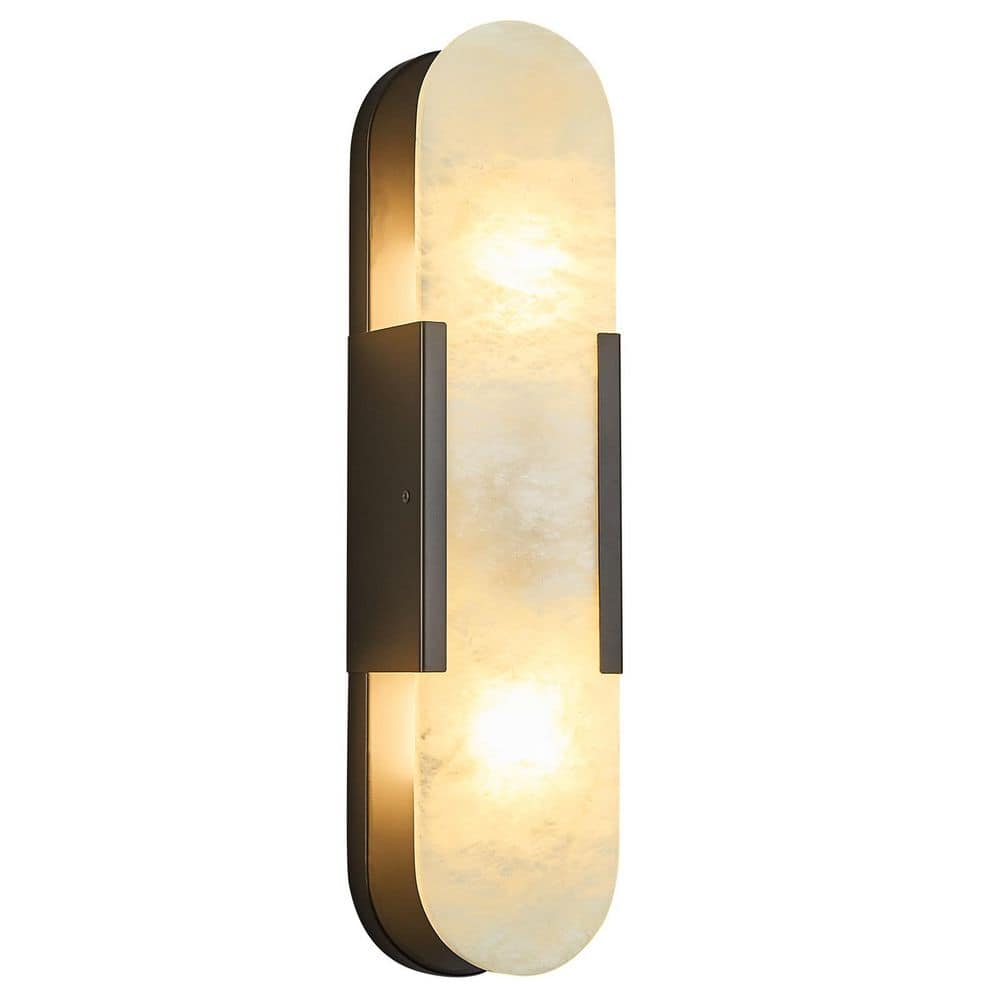 Home Light 19.7 in 1 Light Black Modern LED Wall Sconce With Marble Shade, 2Pack price history on PriceWatchPro