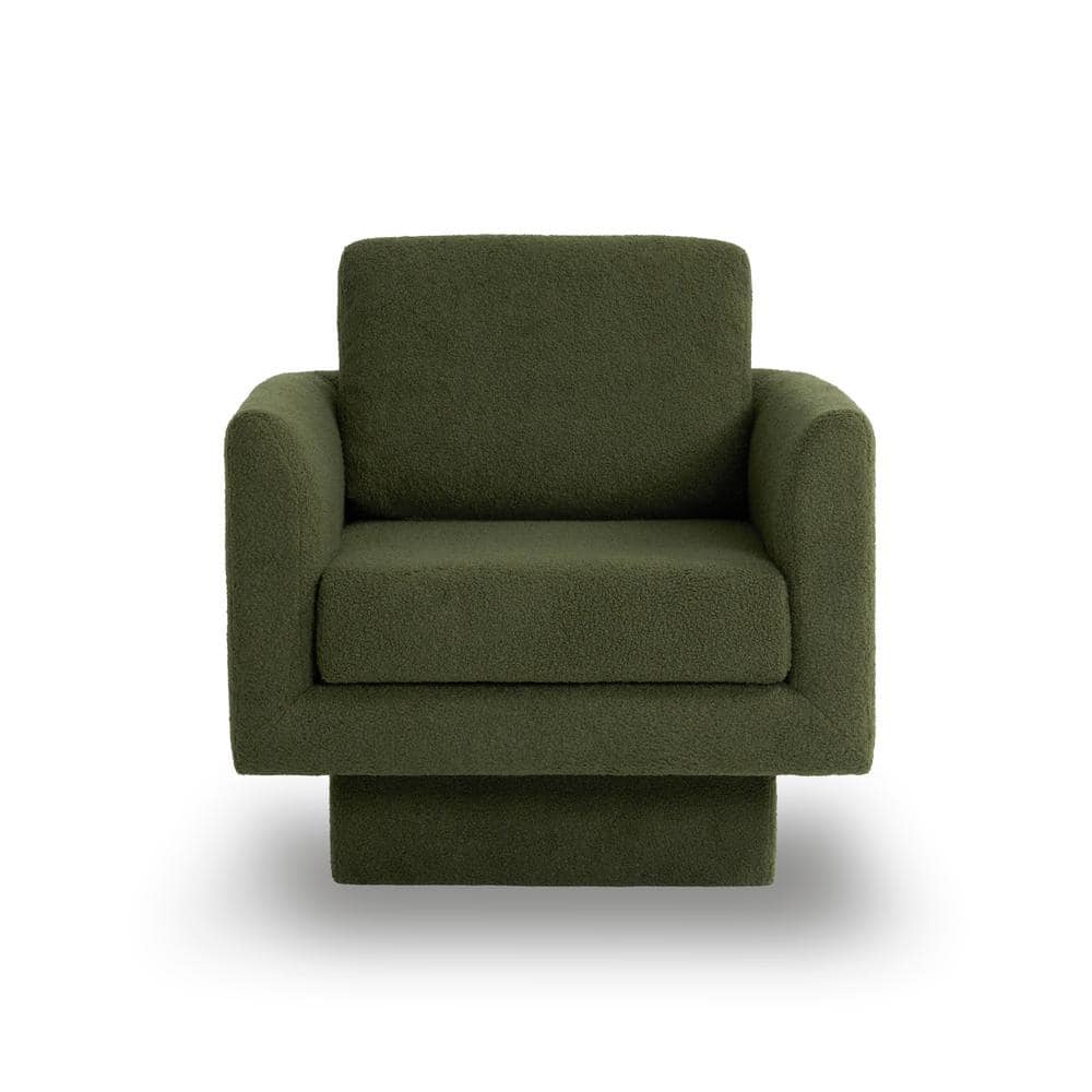 Green 360° Swivel Accent Chair Teddy Sherpa Round Armchair Thick Padded Si