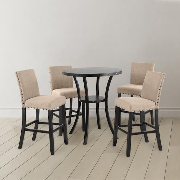 NEW CLASSIC HOME FURNISHINGS New Classic Furniture Crispin 5-piece Wood Top Bar Table Set, Natural