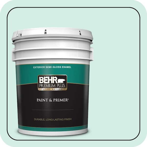 BEHR PREMIUM PLUS 5 gal. #490C-2 Adriatic Mist Semi-Gloss Enamel Exterior Paint & Primer