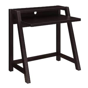 Newport Lilly 34.5 in. W Espresso Writing Desk with 2-Tiers