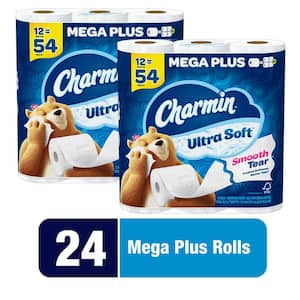 Ultra-Soft Smooth Tear Toilet Paper Rolls (24 Mega Plus Rolls)