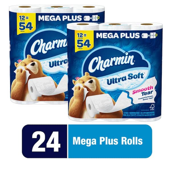 Charmin Ultra-Soft Smooth Tear Toilet Paper Rolls (24 Mega Plus Rolls)
