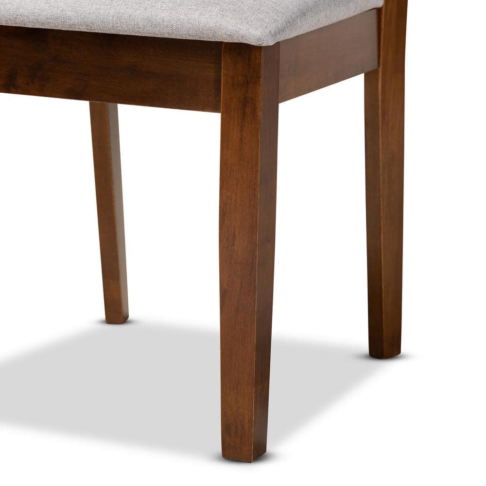 Caron Contemporary Grey Fabric and Walnut Wood Dining Chair Set