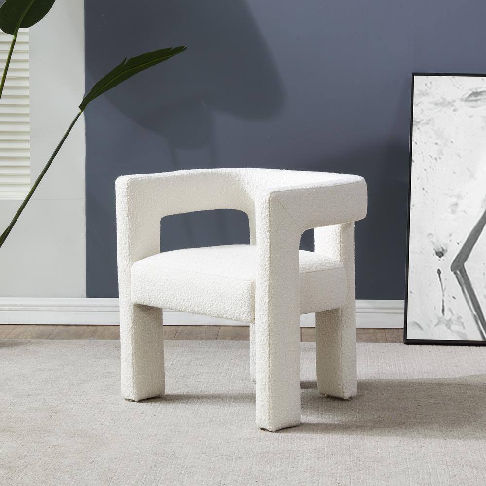 Deandre Ivory Velvet Boucle Upholstered Dining Chair