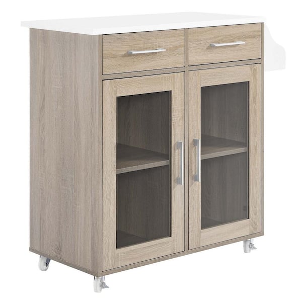 MODWAY Cuisine Kitchen Cart in Oak white