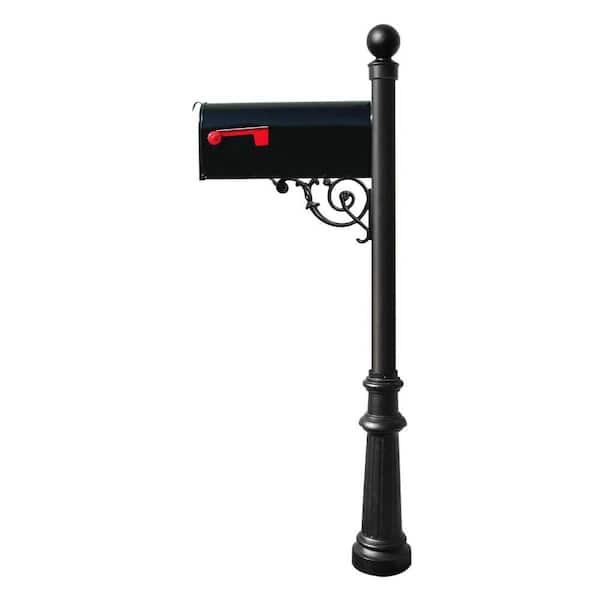 Unbranded Lewiston Black Decorative Post Mounted Mailbox System with Non-Locking E1 Economy Mailbox