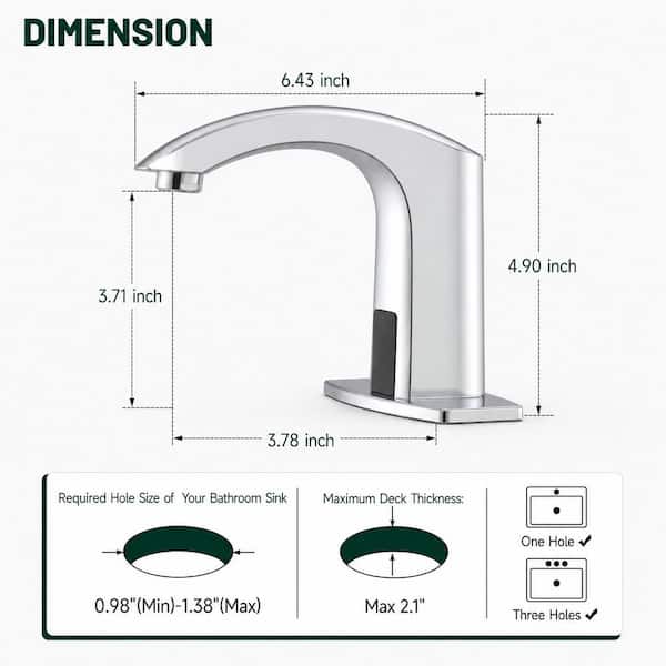 Automatic Sensor Touchless Bathroom Sink Faucet with Deck Plate in Polished Chrome