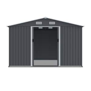 8 ft. x 6 ft. Gray Heavy Duty Metal Shed Tool with Sliding Doors and Air Vent (80 sq. ft. )