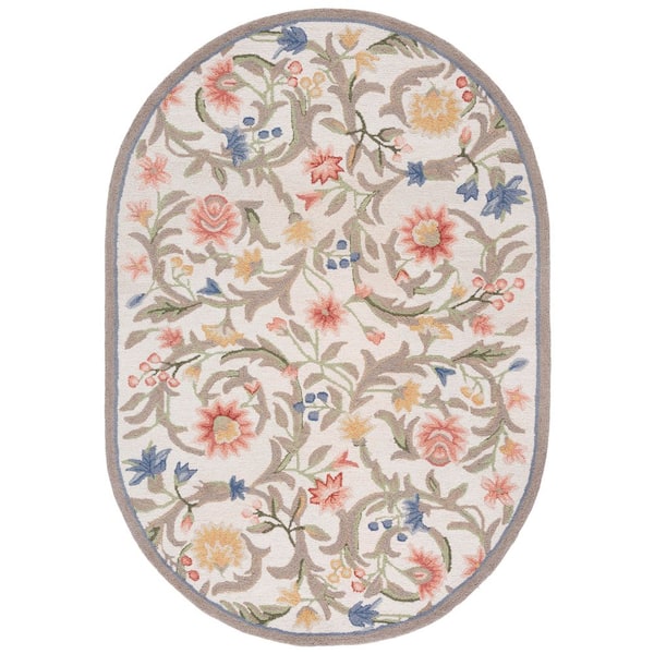 Chelsea 6 ft. x 9 ft. Ivory Floral Oval Rug