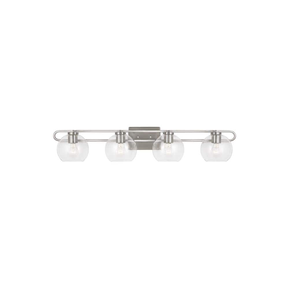 Codyn 40 in. 4-Light Brushed Nickel Vanity Light with Clear Glass Shades price history on PriceWatchPro