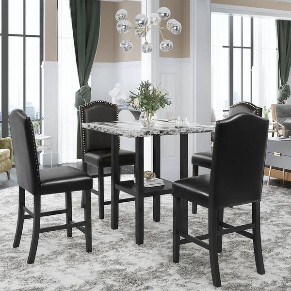 haysi espresso wood 5 piece dining set