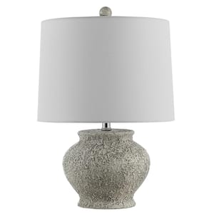 Imran 21 in. Light Gray Table Lamp with White Shade