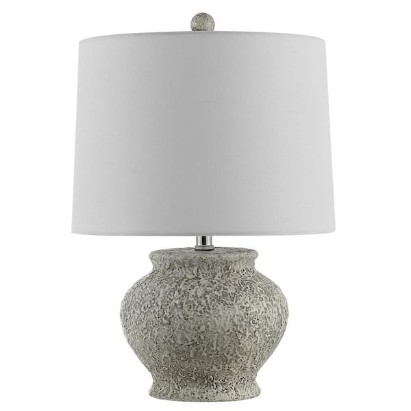 SAFAVIEH Imran 21 in. Light Gray Table Lamp with White Shade