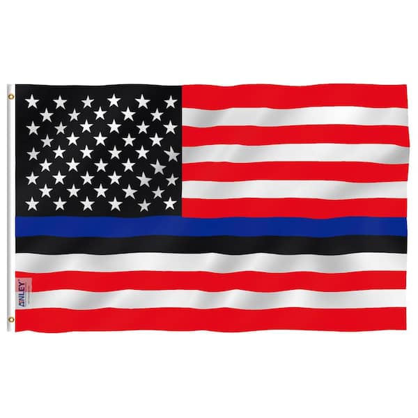ANLEY Fly Breeze 3 ft. x 5 ft. Polyester Blue Lives Matter American USA Flag 2-Sid Banner with Brass Grommet and Canvas Header